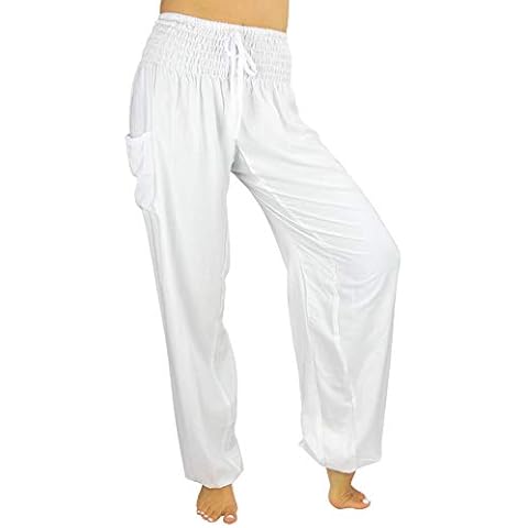 PIYOGA Women’s Yoga Pants Harem High Waist 34 Inseam w Pockets Size 0-12 - Kundalini White Cover