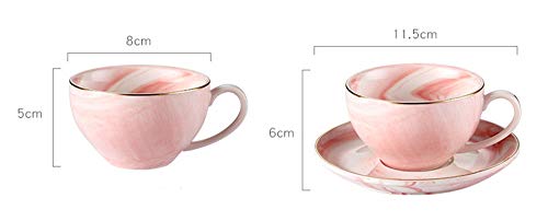 FUYU Gold Edge Marble Ceramic Espresso Coffee Cup and Saucer Set Tea Cup