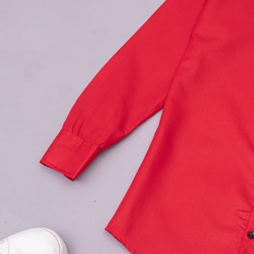 Image of Vikita Enterprise Kid Boy's Cotton Solid Shirt with Spread Collar Neck Full Sleeves Button Closure Curved Length and One Pocket | Shirt For Kids Boys