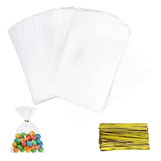 Firschoie Sacchetti trasparenti per caramelle, 200 pezzi Sacchetti Cellophane borsa quadrata trasparente, Sacchetto, per avvolgere biscotti dolciumi per torte al cioccolato (10 x 15 cm)