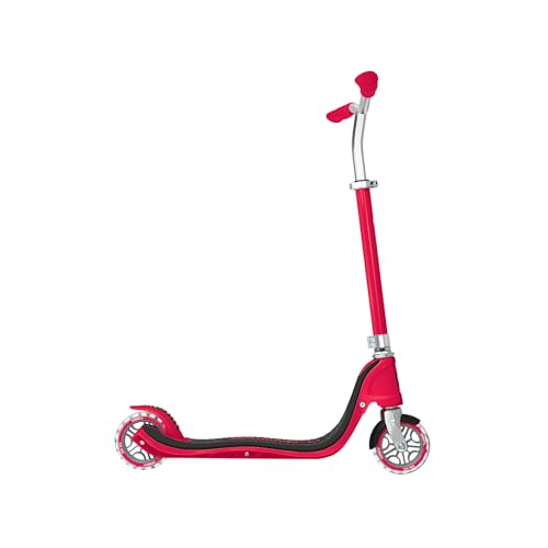 GLOBBER Flow 125 Lights - Tretroller, 125 mm, ABEC 9, höhenverstellbar, LED-Leuchtrollen, rot