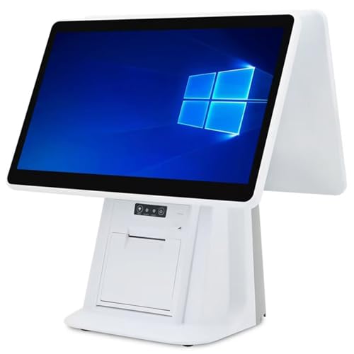 ZWJABYY Caisse enregistreuse POS Tout-en-Un avec Double écran Tactile 15,6 Pouces, processeur i5, 8 Go/128 Go, Windows, Prise en Charge multilingue, pour Commerce de détail et Restauration