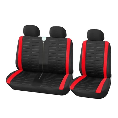 Housse de siège auto 2+1 rouge au design trace de pneu pour utilitaire
