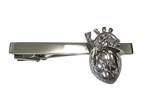 Kiola Designs Silver Toned Large Anatomical Heart Tie Clip
