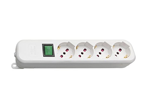 Brennenstuhl 1150739024 Multipresa Eco-Line con Interruttore di Sicurezza senza Cavo per Spine Elettriche, Bianco, 29 cm