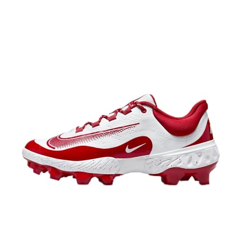 Nike Alpha Huarache Elite 4 Low MCS Men's Baseball Cleats (FD6255-105, White/University Red) Size 8.5
