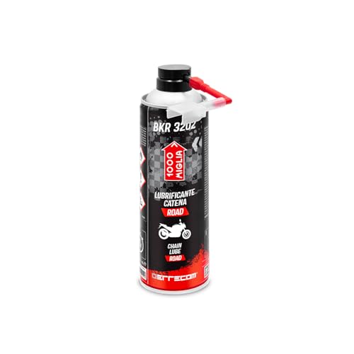 ERRECOM 1000 Miglia BKR 3202 Road und Motorräder Kettenschmiermittel Resistent gegen Staub und Wasser präziser Strahl ohne Spritzer inkl. Huggie System + 90 Verlängerung 500ml Aerosoldose