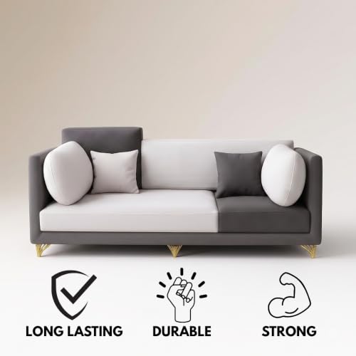 Image of RECTART Luxe 3 Seater Sofa Set for Living Room | Sectional 4 Pillows | Modern Wooden Home Furniture |