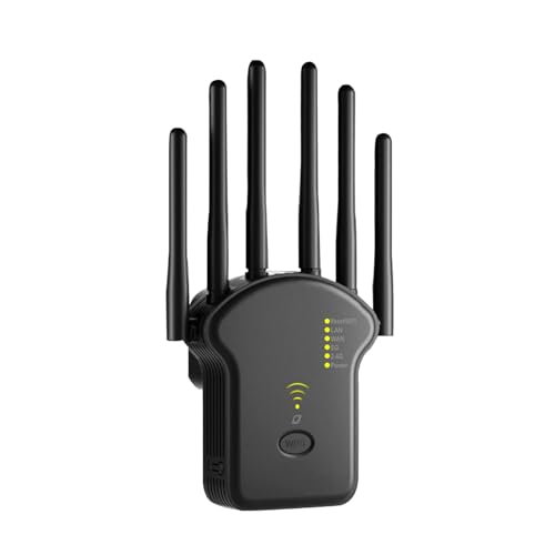 Anluomania Potente Repetidor WiFi, Amplificador Señal WiFi 1200Mbps, Amplificador WiFi Doble Banda 2.4G/5G, Extensor WiFi/Router/Repetidor/Ap Modo, WiFi Extensor con WPS Botón, 6 Antenas, LAN/WAN