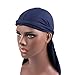 New Cotton Stretchable Premium Durag 360 Waves Extra Long Tail Wide Straps Headwrap for Men Navy