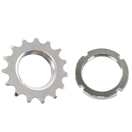 LINASHI Cog + Lock Ring, 13 14 15 16 17 18T Fixed Gear Track Bike Single Speed 1 8inch Cog Lock Ring Silver 17T