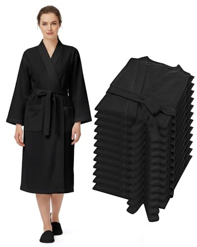 Image of Panitay Women's Waffle Knit Robes Thin Spa Bath Robe Bulk Hotel Lightweight Commercial Soft for House Shower Party