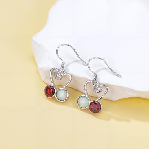 Cherry Earrings - 925 Sterling Silver Red Crystal and Opal Cherry Dangle Earrings for Women Crystal Drop Birthday Christmas Fruit Jewelry Gifts4