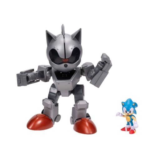 Sonic Le hérisson - JAKKS Pacific - Coffret de combat géant Mecha Sonic - Figurines articulées - Licence officielle - Jouet pour enfants