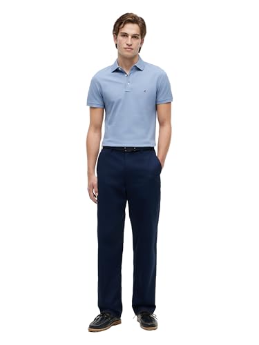 Image of Tommy Hilfiger Men's Short Sleeve Polo Shirts in Slim Fit with Stretch and Organic Pique Cotton
