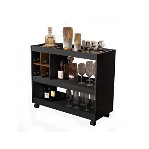 Aparador Bar Com Rodizios 4050 Cor Preto/Caramelo