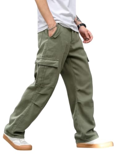 Image of Q - RIOUS Cotton Casual Cargo Pants for Men - Multi-Pocket Style