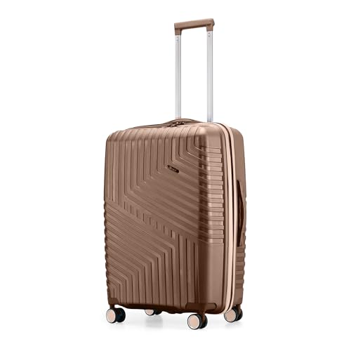 Image of Core Medium Check-in Suitcase 65 cm 24 inch Polypropylene Hard Trolley Bag, 8 Spinner Wheels, Recessed Number Lock, Lightweight Luggage for Men & Women Soft Clay /Ember Brown