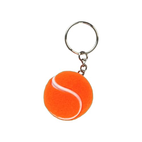 Tennis Ball Keychains – Mini Fuzzy Tennis Ball Key Rings for Players, Fans & Coaches – Cute Tennis Gifts & Bag Accessories (Orange)