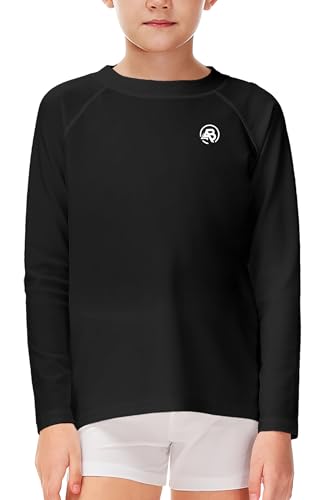 Image of AOBUTE Unisex Kids Rash Guard Long Sleeve SPF 50+ Sun Shirt UV Protection Swim Shirts 3-12 Years