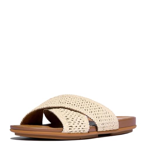 Image of FitFlop Women's Gracie Leather Cross Slide Sandal