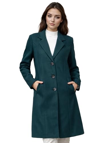 Image of CHKOKKO Women Chic Winter Coat Single Breasted | Knee Length Design with Buttoned Closure and Practical Front Side Pockets for Stylish and Comfortable Wear