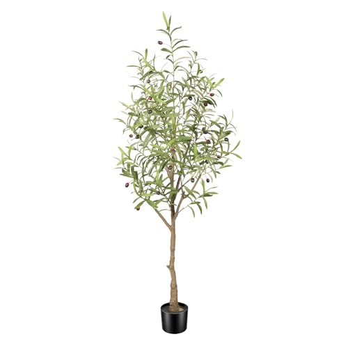 FEELEAD 人工観葉植物 オリーブの木 【高さ152cm】フェイクグリーン 光触媒 大型 観葉樹 インテリアグリーン 室内装飾 造花 消臭 リビングやオフィスに最適 鉢付き 世話不要 おしゃれなフェイクオリーブの木