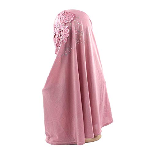Women One Piece Muslim Hijab Lace Applique Head Wrap Scarf Shawl with Rhinestones3