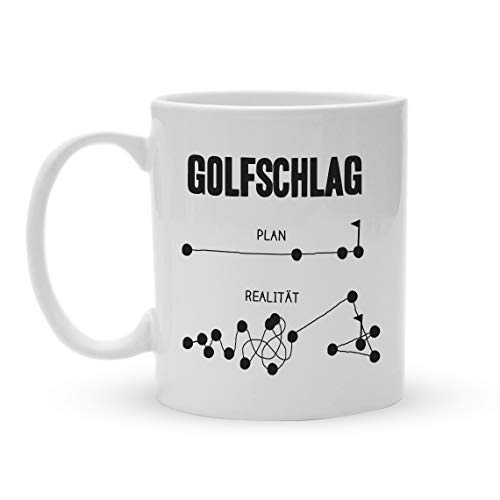 Sportler Tasse | Golfschlag Plan und Realität | Lustige Golftasse für Golfer