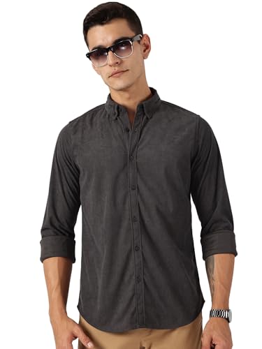 Image of Thomas Scott Men's | Solid | Full Sleeve | Slim Fit | Polyester-Blend | Button Down | Casual Shirt