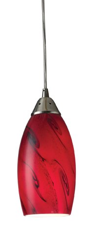 One-Day Sale: Up to 40% Off Elk 20001/1RG Galaxy 1 Red and Satin Nickel Finish Pendant Light, W:5" H:9" E