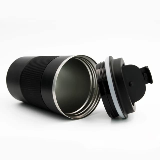 Image of YELONA Black 380 ML Insulated Stainless Steel Coffee Tea Tumbler for Hot Cold Beverages Portable Travel Mug Leak Proof Sipper Lock Lid Thermos Multipurpose for Home Office Gifts