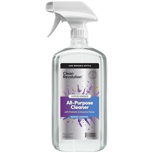 Image of Clean Revolution SuperCharged All Purpose Cleaner Refill with Smart Probiotic + Enzyme Complex, Multi-Surface Kitchen Bathroom & Floor Cleaner, Seaside Lavender, 18 oz (Pack of 1)