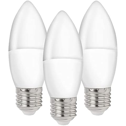 Myonis LED Candle Light Bulbs ES Large Screw, 3 Pack, Long Lasting Candle E27 LED Lamps, 5w (40w Equivalent) Warm White, 470 lumens, 15000 Hour Lifespan, Energy Saving Bulbs Cover