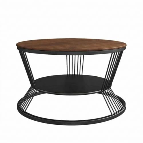 Image of EDEUEQUE Modern Coffee Table Round Simple Coffee Tables with Storage Shelf with 1-Tier Storage Shelves, Center Table Minimalist Cocktail Table for Living Room, Office Black Brown