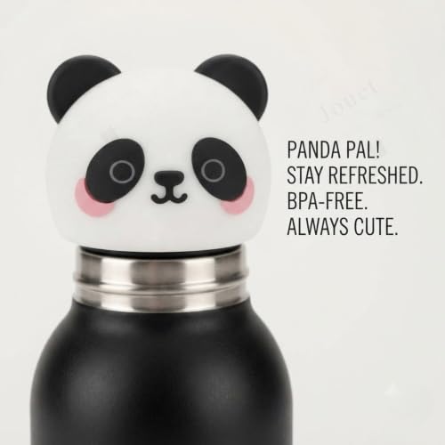 Image of JOUET 400ml Stainless Steel Kids Water Bottle with Cute Panda Lid, Leakproof Drinking Bottle for School, Travel, Sports & Everyday Use