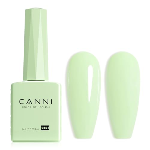 Image of CANNI Mint Green Gel Nail Polish, 1Pcs Pastel Light Green Gel Polish Lime Sage Color Soak Off U V Nail Manicure Salon DIY at Home