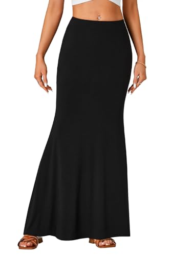 Rooscier Women's High Waist Maxi Skirt Lightweight Floor Length Flared Long Skirt2