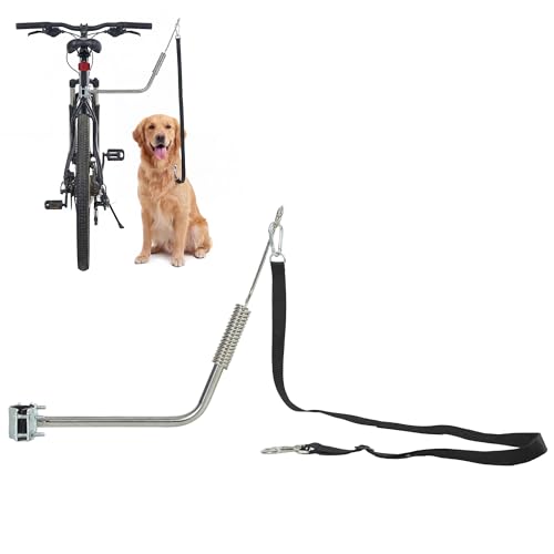 PawHut Laisse de Vélo pour Chien 180 cm en INOX, Fixation Rapide, Ressort Amortisseur, Sangle...