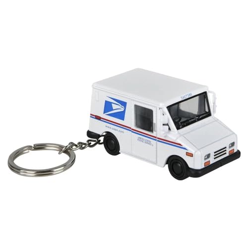 Zugar Land Diecast Pull Back Mini Postal Mail Carrier Truck Keychains (1 Pack) (2.5