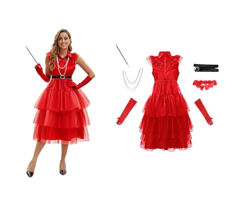 Lydia Cos Costume d'Halloween rouge pour femme robe de bal