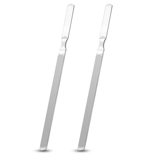 Toenail Files for Thick Nails 4 Sides Heavy Duty Toe Nail File for Thick Toenails Stainless Steel 7 Long Filer for Men Women Metal Fingernail Filing Durable Nail Care Tool (2 Pcs/7.1IN)
