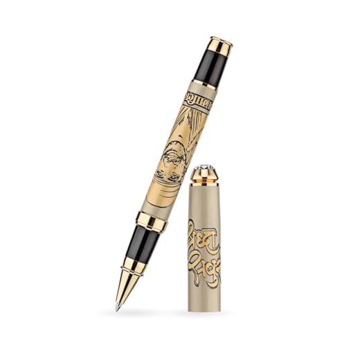 Image of Lord Sai Baba Etched Pen | Shraadha & Saburi Etched Design | Shirdi Sai Baba Engraved Figure | Brass Metal Engraved Pen for Office Use |