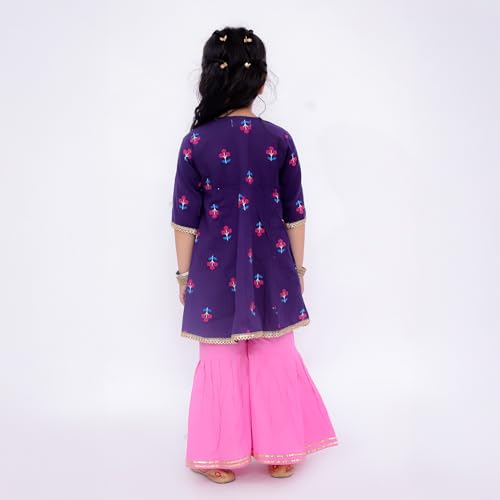Image of LITTLE GINNIE Girls Kurta Sharara Set | Traditional Ethnic Wear for Kids