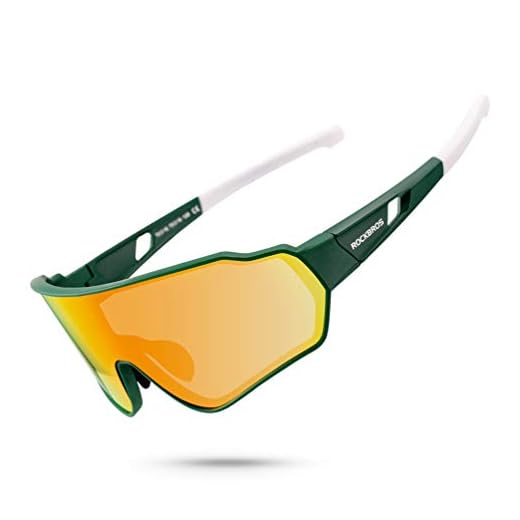 ROCKBROS Óculos de sol de ciclismo polarizados para homens, óculos esportivos, mulheres, proteção UV, óculos de bicicleta para dirigir, correr, pescar (armação: verde branco/lente: arco-íris)