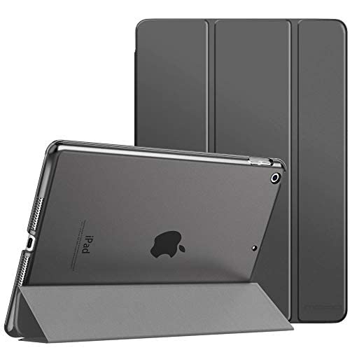 MoKo Étui Compatible avec iPad 9e Génération 2021/iPad 8ème Génération 2020/iPad 7ème Gén 2019, Etui à Rabat avec Support Léger avec Semi-Transparent Protecteur pour iPad 10.2 2021 - Gris Sidéral