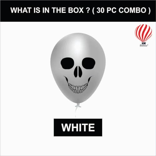 Image of HK balloons 30Pcs Halloween Skull decorations Items For Printed Balloons Skull Themed Pumpkin White Balloons Set for Halloween Celebration Party Decoration Balloons