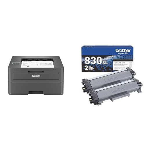 Brother HLL2405W Printer and TN830XL 2-Pack Black High Yield Toner New Printer + 2-Pack High Yield Toner