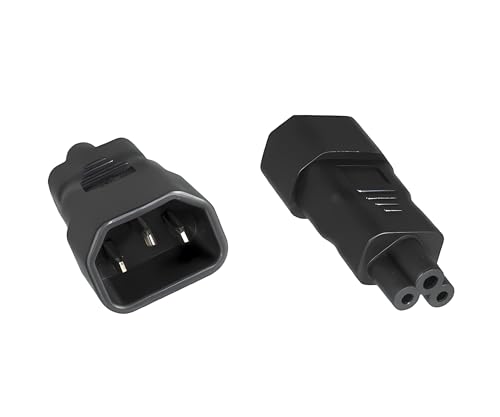 DINIC Stromadapter, Netzadapter C14 Kaltgerätebuchse auf C5 Stecker, Adapter (1 Stück, schwarz)