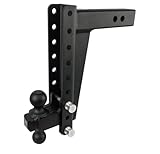 BulletProof Hitches - 2.5' Adjustable Heavy Duty Trailer Hitch (22,000 lb. Rating) - 12' Drop/Rise Trailer Hitch with 2' & 2-5/16' Dual Ball - Powder Coat, Solid Steel, Corrosion-Resistant